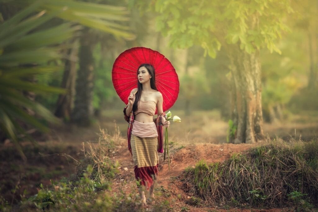 thai girl umbrella